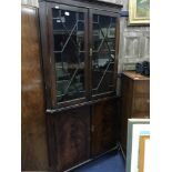 MAHOGANY REPRODUCTION CORNER CUPBOARD