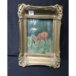 OIL PAINTING OF A DEER signed Ad Hoffman,