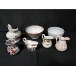 LOT OF 19TH CENTURY AND LATER JUGS AND CERAMICS along with Royal Worcester ceramics
