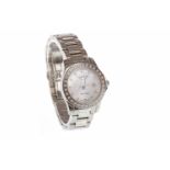 LADY'S LONGINES CONQUEST STAINLESS STEEL DIAMOND SET QUARTZ WRIST WATCH the round mother of pearl