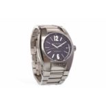 GENTLEMAN'S BULGARI ERGON STAINLESS STEEL AUTOMATIC WRIST WATCH the round black dial with applied