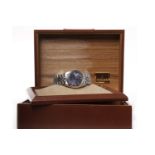 GENTLEMAN'S ROLEX OYSTER PERPETUAL DATEJUST STAINLESS STEEL WRIST WATCH the round blue dial with