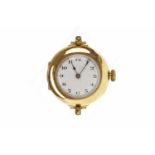 EIGHTEEN CARAT GOLD MANUAL WIND TRENCH WATCH signed Moeris 15 jewel movement,