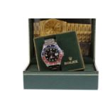 ROLEX OYSTER PERPETUAL DATE GMT-MASTER STAINLESS STEEL AUTOMATIC WRIST WATCH c.