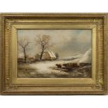 DAVID PAYNE (SCOTTISH 1844 - 1890), WINTER FEEDING TIME oil on canvas, signed lower left,