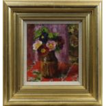 * MARY NICOL NEILL ARMOUR LLD RSA RSW RGI (SCOTTISH 1902 - 2000), PRIMULAS oil on canvas board,