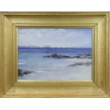 ATTRIBUTED TO MARY MORRIS (fl 1893-1938), VIEW OF THE SHORE oil on canvas laid on board,
