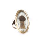 BONNIE PRINCE CHARLIE COMMEMORATIVE HAIRWORK RING the marquise shaped bezel 31mm long and with