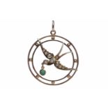 EDWARDIAN SWALLOW MOTIF PENDANT openwork,