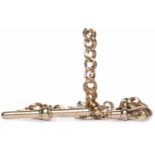 EDWARDIAN NINE CARAT GOLD GRADUATED CURB LINK WATCH CHAIN each link marked 375, 44cm long, 43.