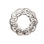 SCOTTISH STYLE SILVER BROOCH of circular form, with openwork knot motifs, 42mm diameter,