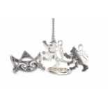 FOUR ITEMS OF SCOTTISH JEWELLERY comprising an Ola Gorie of Orkney silver lion rampant motif