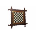 SCOTTISH HARDWOOD CARVED DRAUGHTS BOARD