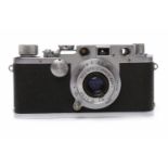 1950 LEICA 3F chrome finish, serial number 537478; fitted with Leitz Elmar f=5cm 1:3,5 lens,