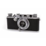 1936 LEICA 3-A chrome finish, serial number 213904; fitted with Leitz Elmar f=5cm 1:35,