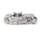 1935 LEICA 3A chrome finish, serial number 179565; fitted with Leitz Elmar f=5cm 1:3,5 lens,