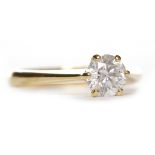 DIAMOND SOLITAIRE RING the six claw set round brilliant cut diamond of approximately 0.