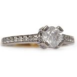 DIAMOND SOLITAIRE RING the four claw set round brilliant cut diamond of approximately 0.