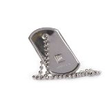 GUCCI FOURTEEN CARAT WHITE GOLD DIAMOND SET PENDANT ON CHAIN the dog tag style pendant set with a