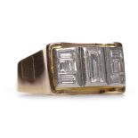 MID TWENTIETH CENTURY DIAMOND CLUSTER RING the rectangular bezel with emerald cut diamonds