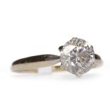 DIAMOND SOLITAIRE RING the six claw set round brilliant cut stone of approximately 1.