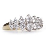 FOURTEEN CARAT GOLD WHITE GEM SET CLUSTER RING set with graduated round cubic zirconias, size L, 2.