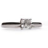 DIAMOND SOLITAIRE RING the square step cut diamond of approximately 0.