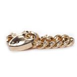 CURB LINK BRACELET with a heart shaped padlock clasp, in nine carat gold, 13.