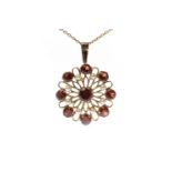 MID TWENTIETH CENTURY RED GEM AND PEARL