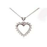 EIGHTEEN CARAT DIAMOND SET HEART PENDANT