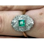 ART DECO EMERALD AND DIAMOND DRESS RING