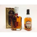 GRANTS AGED 21 YEARS Blended Scotch Whisky 700ml, 43% volume, decanter style, in carton.