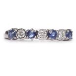 SAPPHIRE AND DIAMOND SEVEN STONE RING