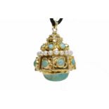 TURQUOISE AND PEARL SET PENDANT