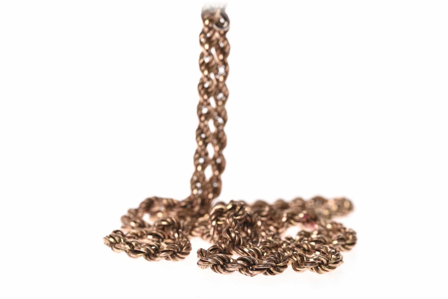 TWENTIETH CENTURY ROPE CHAIN 91cm long, unmarked but tests as nine carat gold,