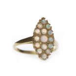 GOLD PLATED OPALINE RING the marquise shaped bezel 18.