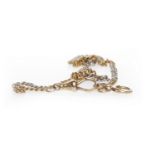 EIGHTEEN CARAT BI COLOUR GOLD CURB LINK CHAIN with alternating rose and white gold coloured