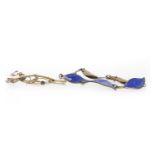 NORWEGIAN SILVER ENAMELLED BRACELET formed by foliate motifs enamelled in blue,