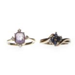 EARLY TO MID TWENTIETH CENTURY AMETHYST AND DIAMOND DRESS RING set with a central amethyst