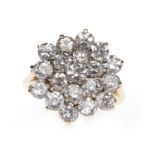 GEM SET DRESS RING the large snowflake bezel 17mm wide and set with round CZs, in nine carat gold,