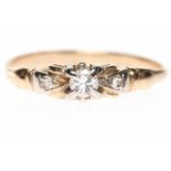 MID TWENTIETH CENTURY ORNATE DIAMOND SINGLE STONE RING the rectangular bezel set with a single