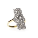 GOLD PLATED ART DECO STYLE RING the oblong bezel measuring 24.