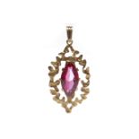 NINE CARAT GOLD CREATED RUBY SET PENDANT 1970s,