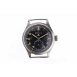 GENTLEMAN'S ETERNA MILITARY ISSUE STAINLESS STEEL MANUAL WIND WRIST WATCH the round black dial with