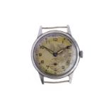 GENTLEMAN'S MILITARY ISSUE NICKEL PLATED MANUAL WIND WRIST WATCH unsigned 15 jewel movement,