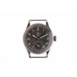 GENTLEMAN'S OMEGA MILITARY ISSUE STAINLESS STEEL MANUAL WIND WRIST WATCH signed 15 jewel movement