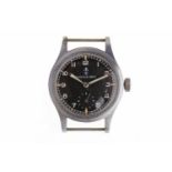 GENTLEMAN'S MILITARY ISSUE STAINLESS STEEL MANUAL WIND WRIST WATCH signed Record 15 jewel movement