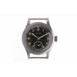 GENTLEMAN'S RECORD MILITARY ISSUE STAINLESS STEEL MANUAL WIND WRIST WATCH signed movement with 022K,