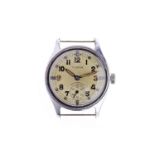 GENTLEMAN'S TIMOR MILITARY ISSUE STAINLESS STEEL MANUAL WIND WRIST WATCH signed 15 jewel movement,