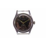 GENTLEMAN'S TIMOR MILITARY ISSUE STAINLESS STEEL MANUAL WIND WRIST WATCH unsigned 17 jewel movement,